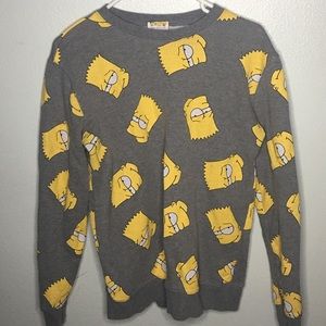 Gray & Yellow Bart Simpson Graphic Crewneck Sweater
